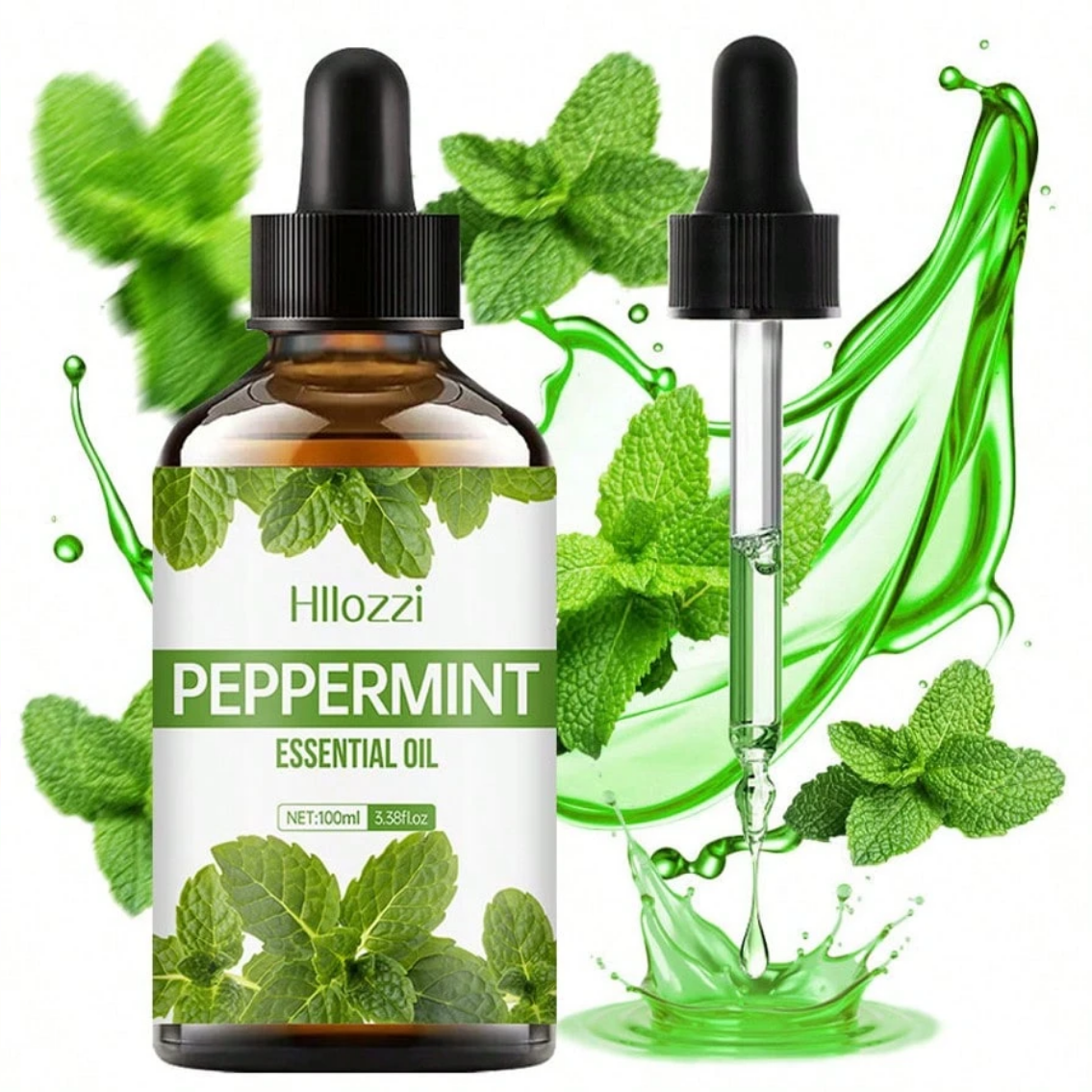 Peppermint Essential Oil, Aromatherapy includes Glass Droper - 100ml Peppermint Essential Oil, Aromatherapy includes Glass Droper - 100ml
