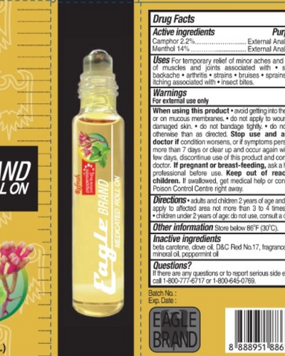 Eagle Brand Medicated Roll-On (Refresh) 8 Bottles, 8 mL Each